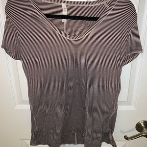 pink/ black striped lululemon size 12 top